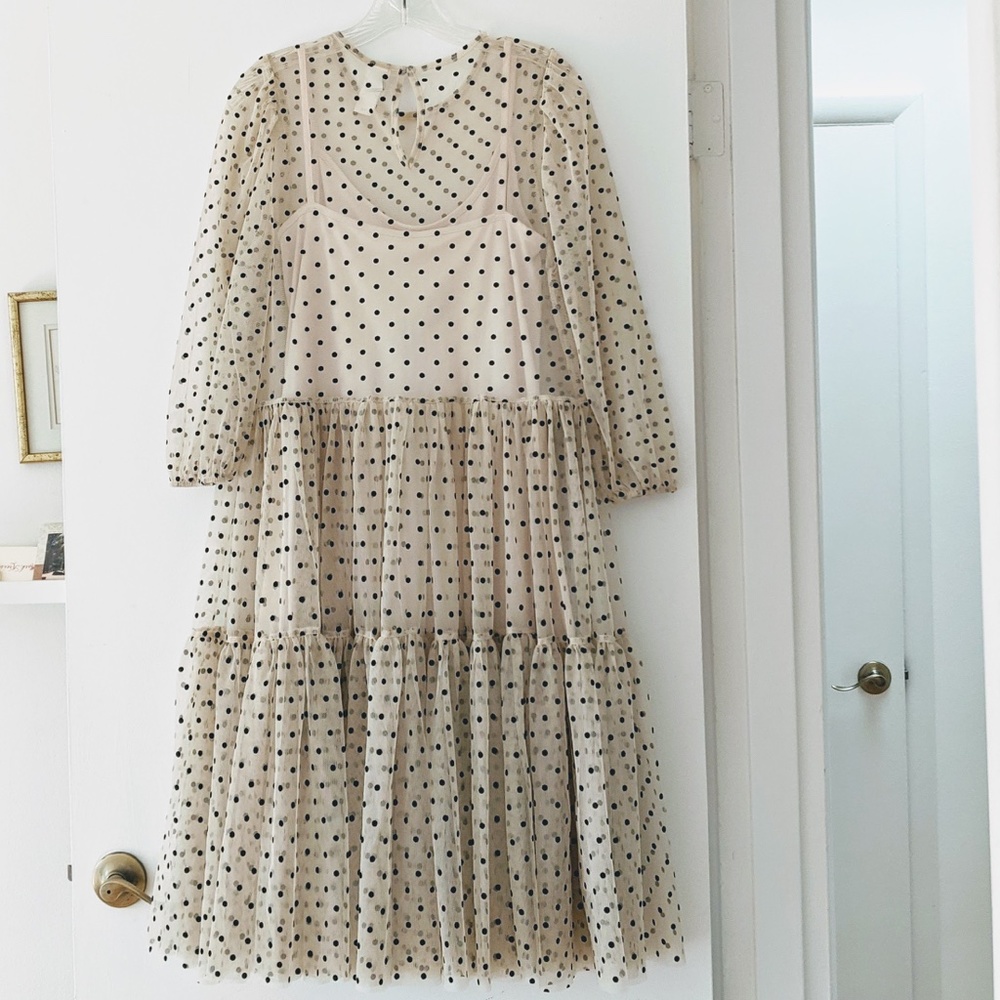 dress XS S H&M tulle mesh ivory 2 piece babydoll